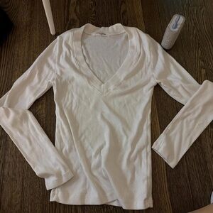 perfectwhitetee Women's White V-Neck Top